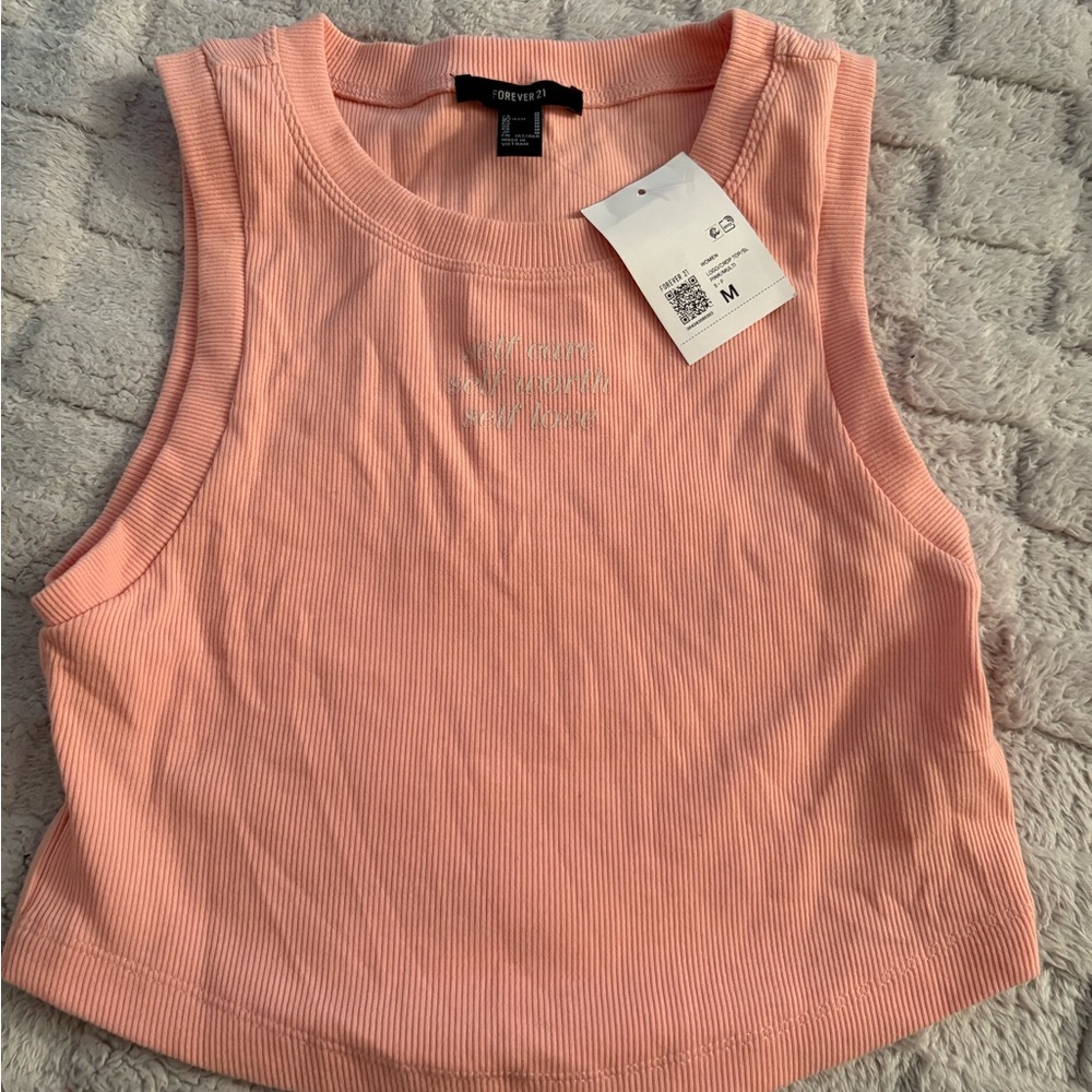 Forever 21 Peach Ribbed Muscle Tee